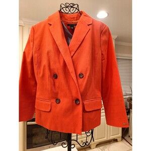 Tommy Hilfiger Double Breasted Blazer Women's Size 6 Color Deep Coral